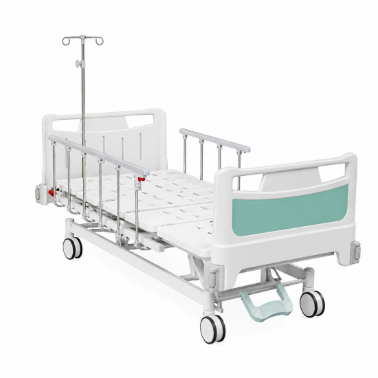 Electric 3-Function Hospital Bed with Curved High Safety Rails for Long-Term Care