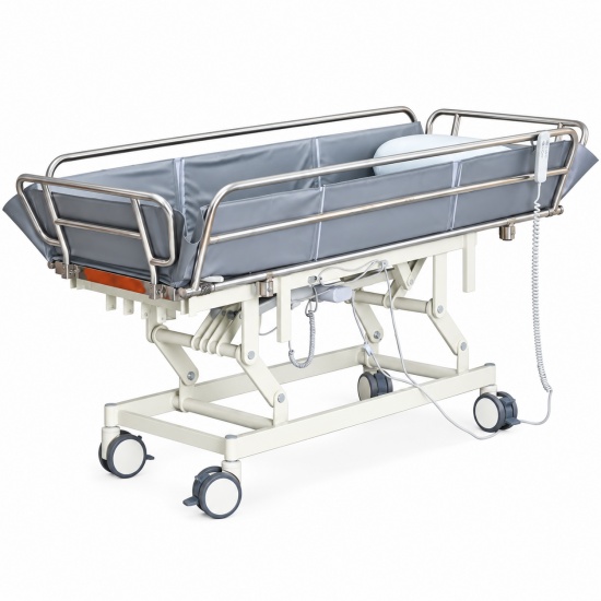Electric Nursing Home Bathing Trolley with Powder-Coated Steel Frame for Multi-Resident Care