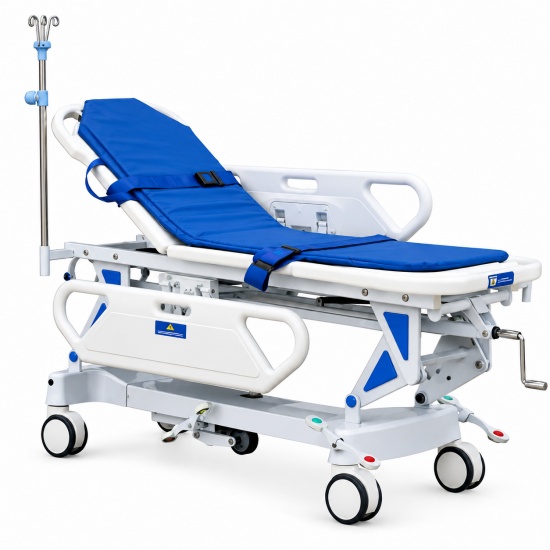 Long-Term Care Patient Transport Stretcher with Manual Height Adjustment